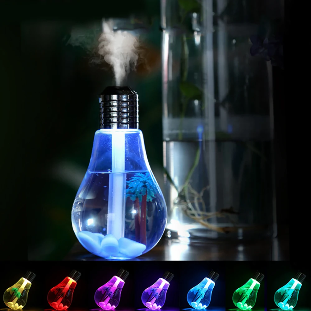 

Colorful Night Light Bulb Air Humidifier USB 400ML Essential Oil Diffuser Atomizer Freshener Mist Maker for Car Office Bedroom