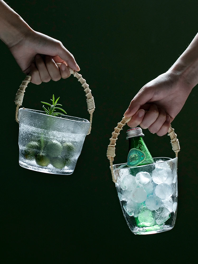 

Kitchen supplies glass ice bucket high value bar KTV commercial Japanese creative mini ice bucket household beer bucket