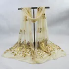 Женский шелковый шарф 25 #, разноцветный шарф с павлиньим цветком, длинная мягкая накидка, палантин из пашмины, аксессуары, женская накидка, s пончо