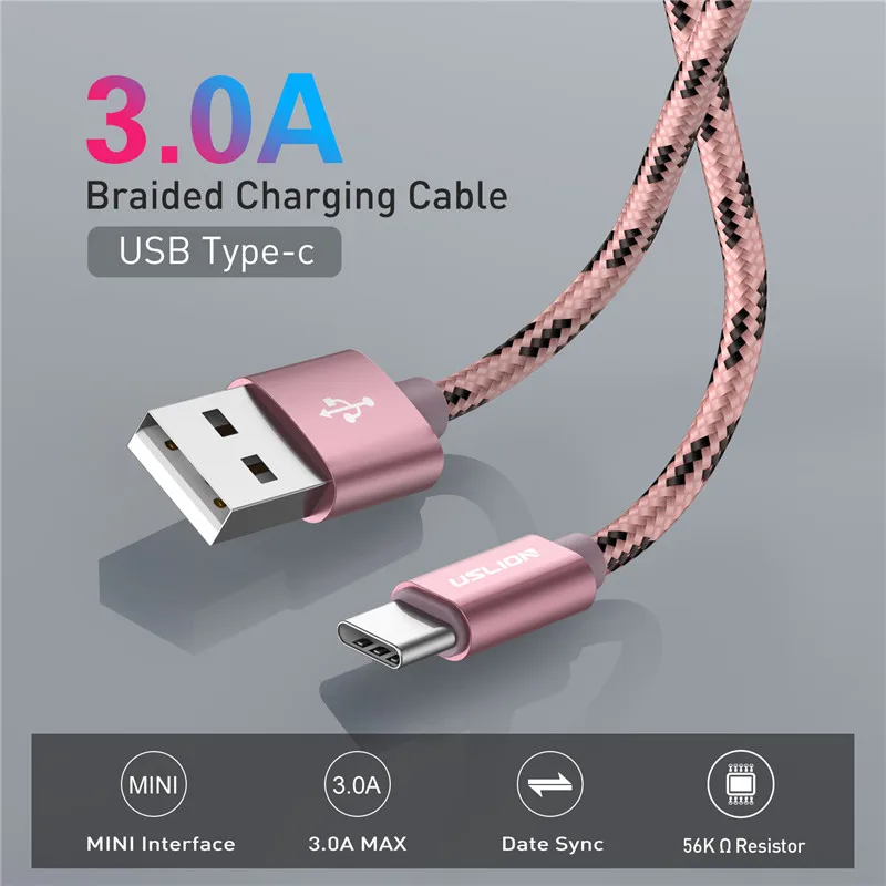 Usb-кабель USLION type C для быстрой зарядки устройств samsung Galaxy S10 S9 S8 Plus Xiaomi Mi 5s redmi k20 pro