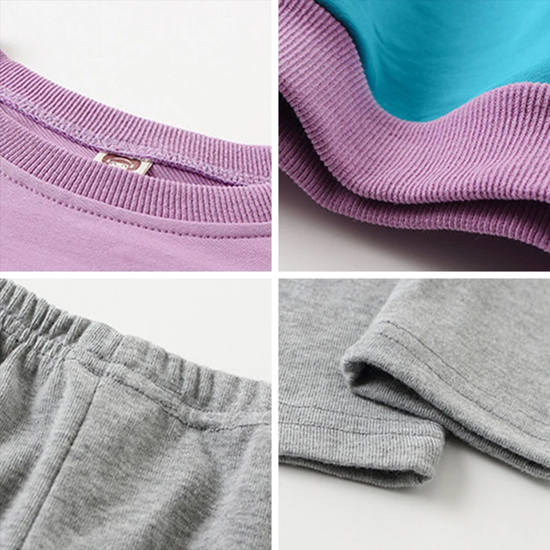 

Casual Girls Autumn Clothes Full Sleeve Simplicity Sweater Pants Sports Suits Contrast Stitching Children Advanced Clothing Sets