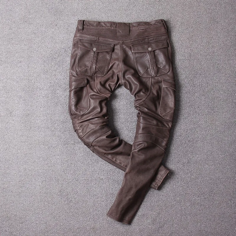 Мотоциклетные брюки из 100% натуральной воловьей кожи с несколькими