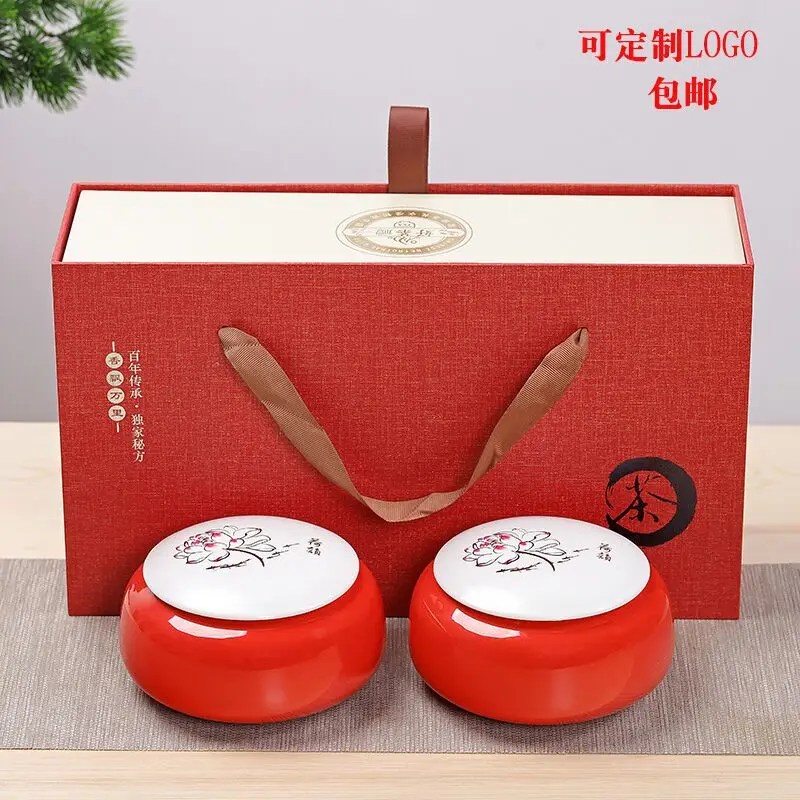 

Ceramic Tea Box Chinese Tea Sugar Coffee Canister Gift Weed Smell Proof Tea Leaves Container Caja De Te Tea Container Set AC50TE