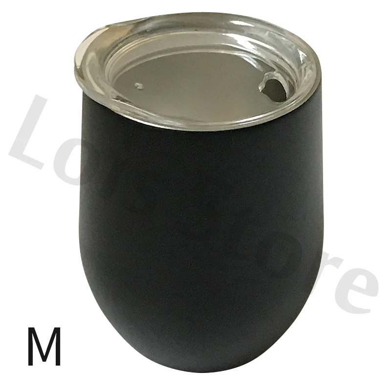 Online 12 Unzen Stemless Wein Becher Edelstahl Ei Form Bier Tasse Isoliert Thermos Wein Flasche Becher Marmorplatte Für Weihnachten Geschenk