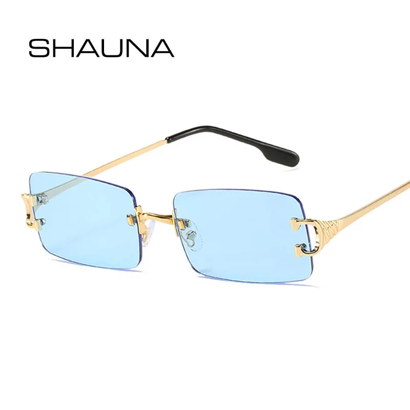 

SHAUNA Fashion Rectangle Sunglasses Woman Rimless Tinted Eyewear Men Shades UV400 Sun Glasses