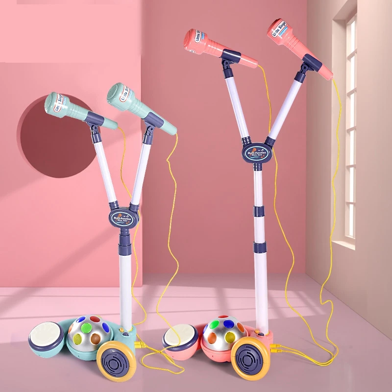 Детский караоке-автомат регулируемый с светильник микрофонами |