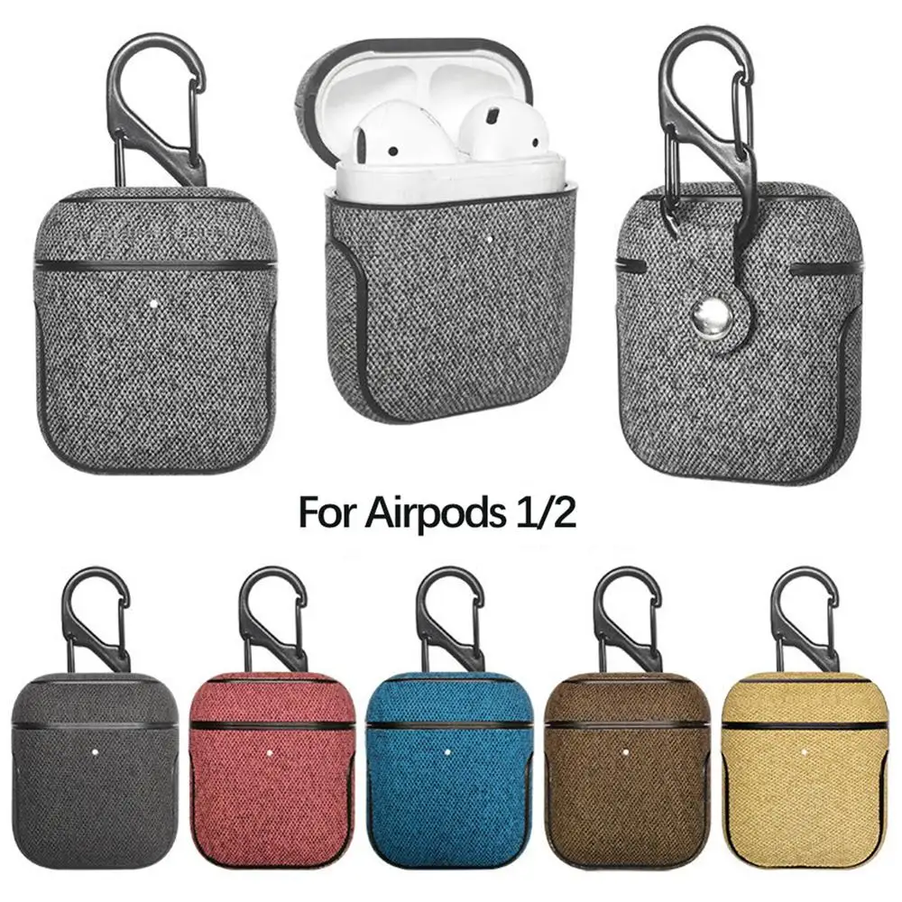 Bluetooth наушники кожаный чехол для Apple AirPods 1 2 Pro ткань анти-потеря противоударный чехол PU кожа для Air Pods 3 с крючком