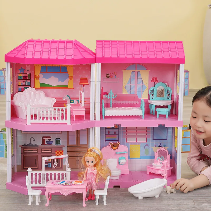 NEW Doll House Set With Miniature Furniture Kids Educational Toys for Girls DIY Pretend Play Birthday Gifts Handmade Villa | Игрушки и