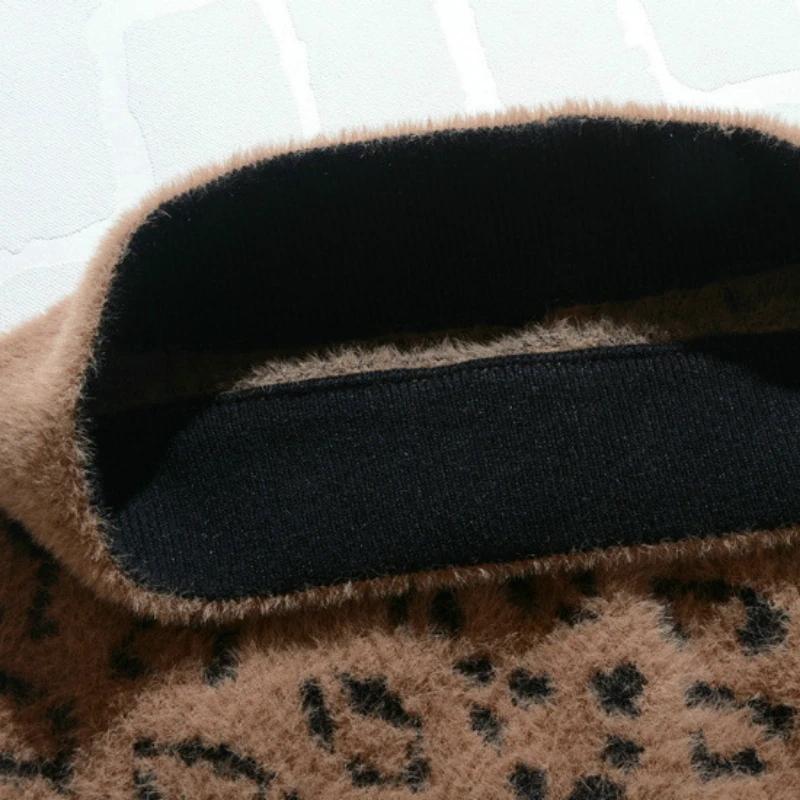 Зимние теплые и соблазнительные кашемировые леопардовые вязаные юбки карандаш