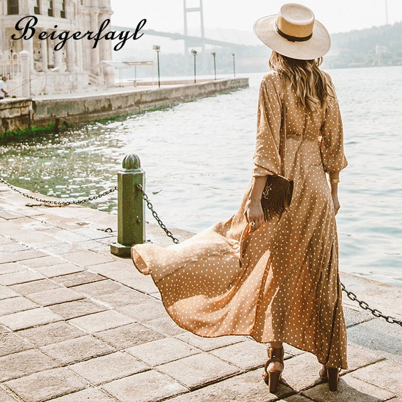 Beigerfayl 2019 осеннее платье в горошек осенние платья для отдыха v-образный вырез