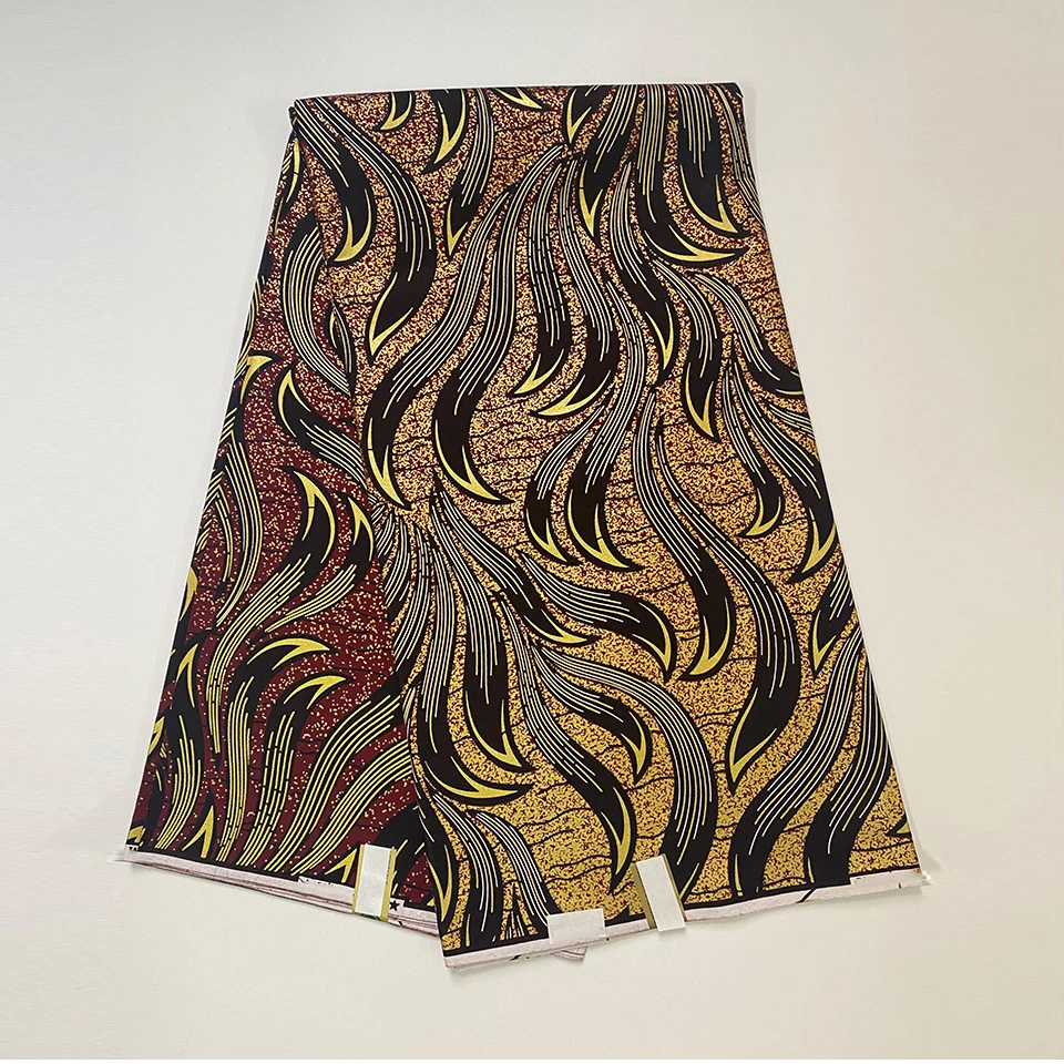 

Лидер продаж бронзового цвета Анкара ткань Африканский Воск Принт с золотым принтом хлопчатобумажная ткань Гану в нигерийском стиле Pagne во...