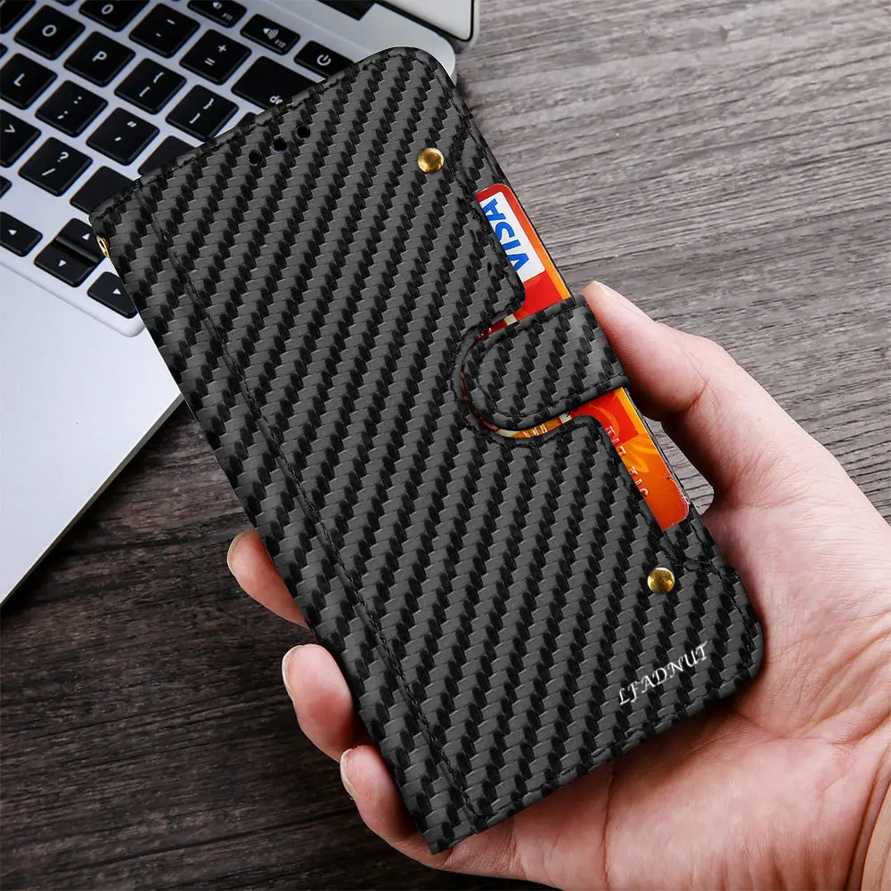 L FADNUT кожаный чехол бумажник из углеродного волокна для HUAWEI P20 P30 Pro Роскошный