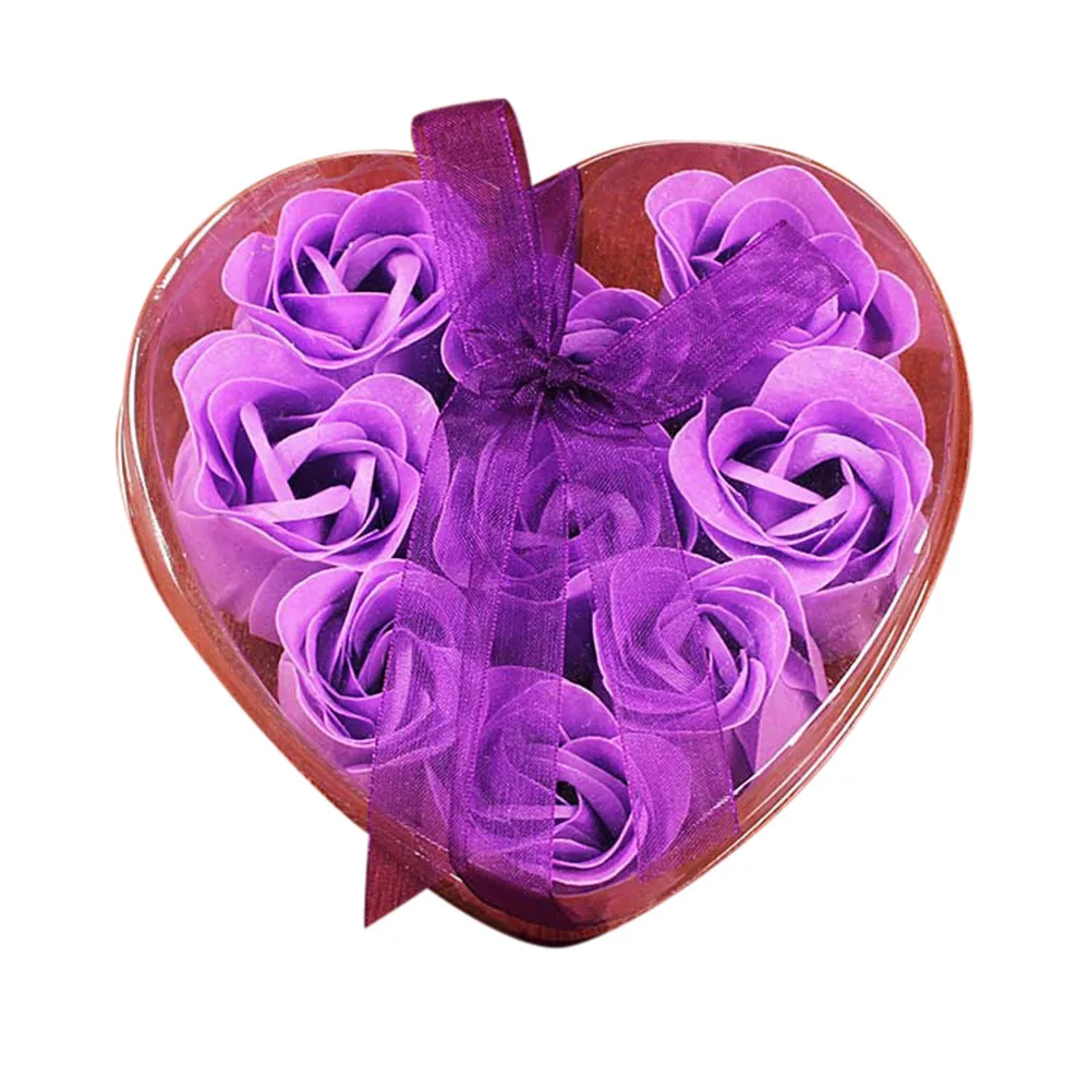 Практичный 9 шт. сердце Ароматические ванны тело в виде лепестков розы мыло