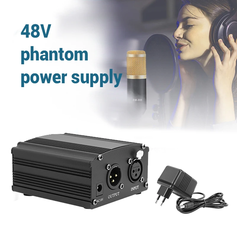 48V Phantom Мощность для BM 800 конденсаторный микрофон Студийный Запись караоке оборудование ЕС штекер аудио адаптер переменного тока Мощность