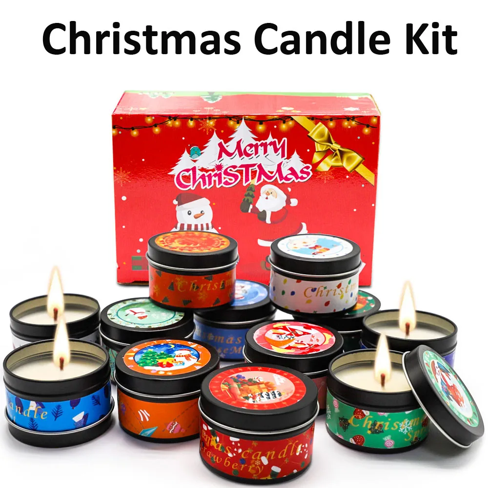 Натуральный соевый воск набор Ароматических Свечей 12 шт. Рождественские