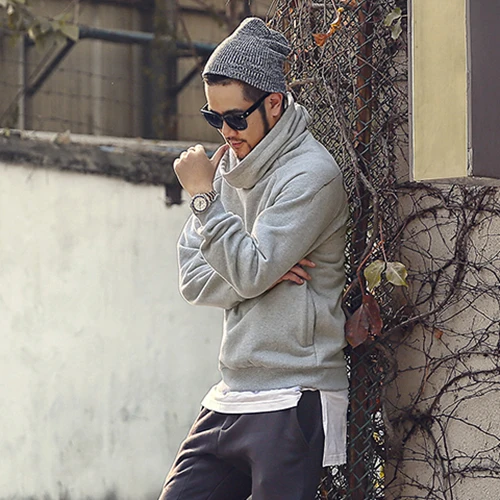 Большой размер высокий ворс хлопок флис Свободный Мужской свитер модный мужской