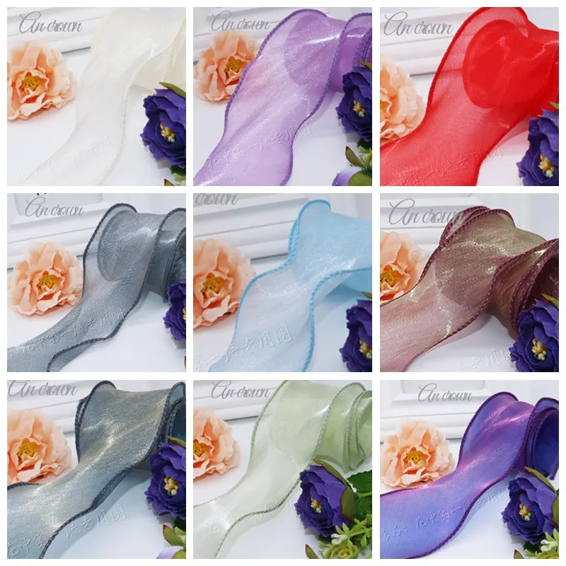 Прозрачная лента из органзы с волнистыми краями 5 см * 25 ярдов аксессуары для