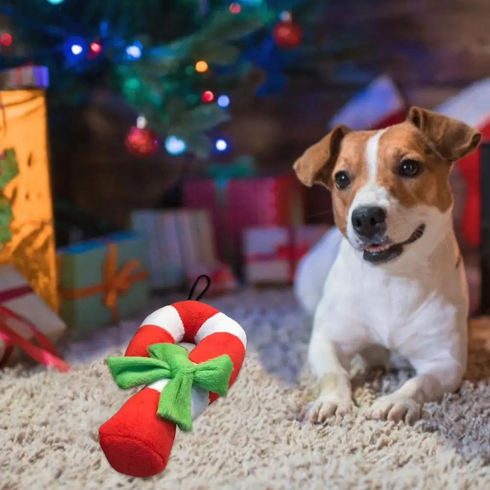 

Plush Pet Molars Stick Christmas Candy Cane Pet Dog Squeaky Toy Teeth Cleaning Bite-resistant Pet Toy Fits For All Dogs Cat Pet