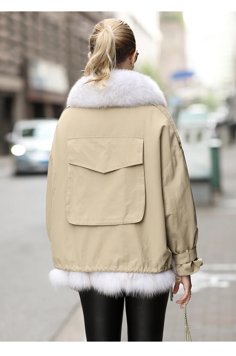 

2020 winter Korean style fashion silver fox fur collar overcomes women's coat mid-length detachable liner