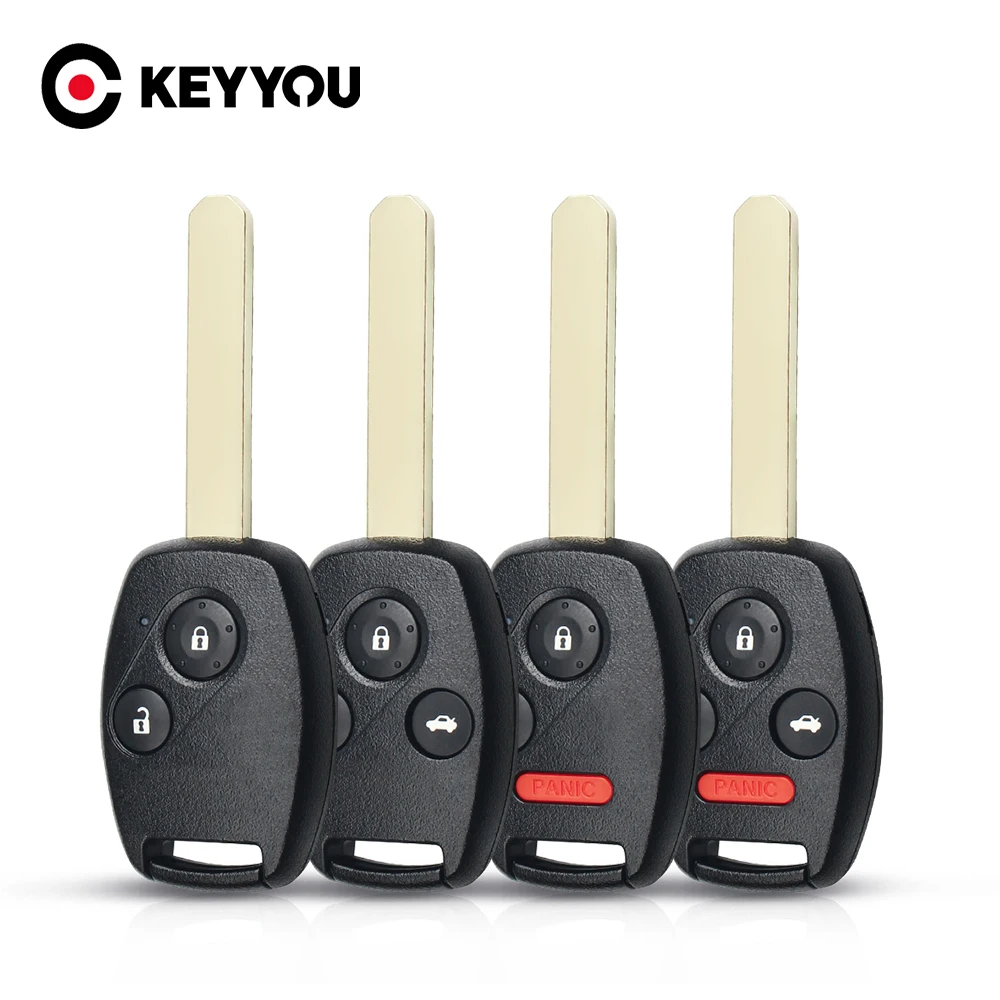 

KEYYOU 10x For Honda Fit Accord Civic CRV Pilot Insight Jazz HRV Remote Car Key Shell Fob Case Cover Uncut Blade 2/3/3/4 Button