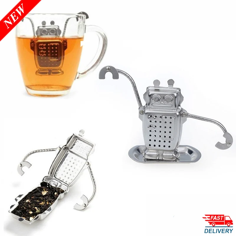 Новый чай Infusers из нержавеющей стали милый робот для заварки чая рециркулируемые