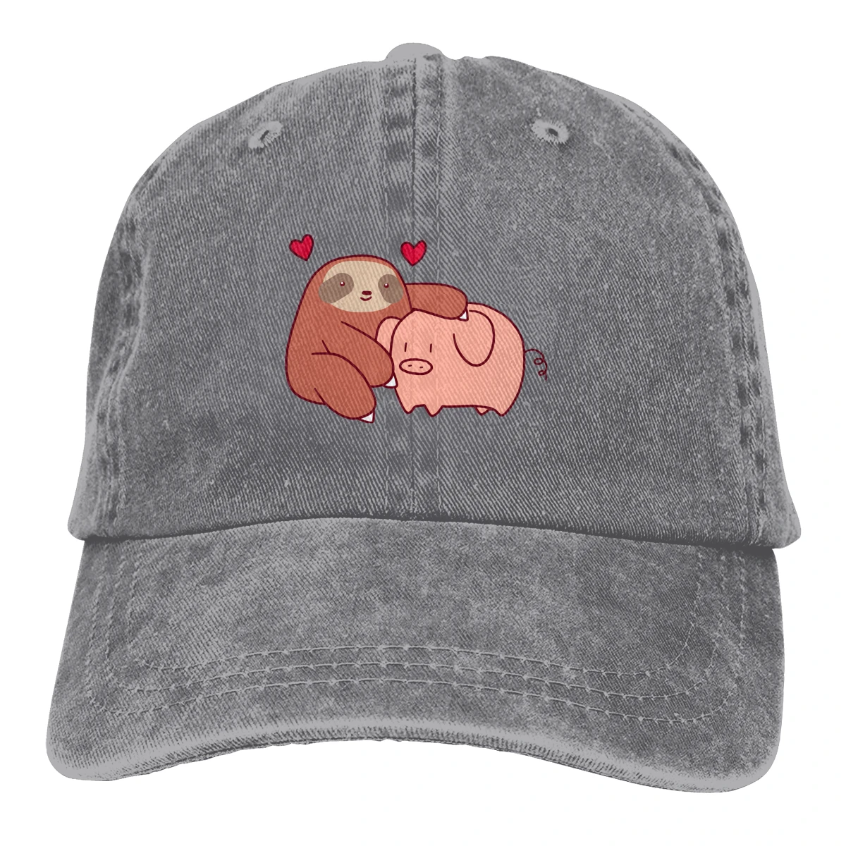 

Sloth Loves Pig Hats For Men Women Fashionable Adjustable Baseball Cap Vintage Dad Hats