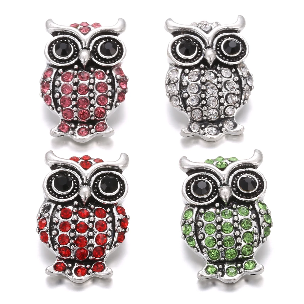 6 шт./лот новинка ювелирное изделие с кнопками античное серебро кристаллы Сова