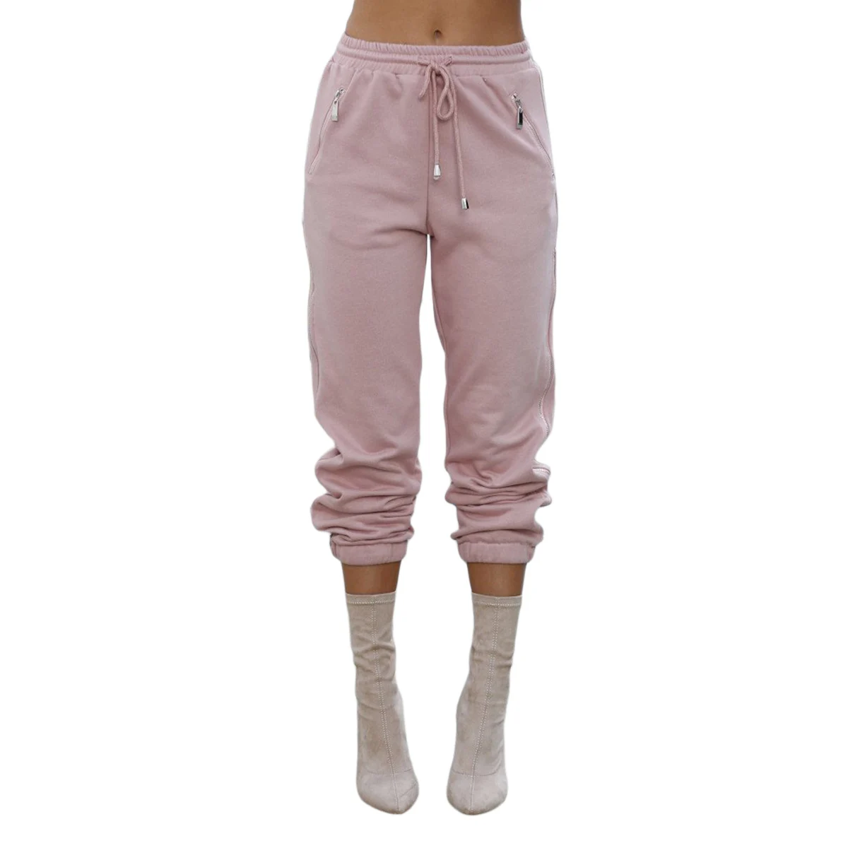 

Women Sports Set Long Sleeves + Trousers Solid Color Hollow-carved Design Drawstring Elastic Waist Spring Clothing