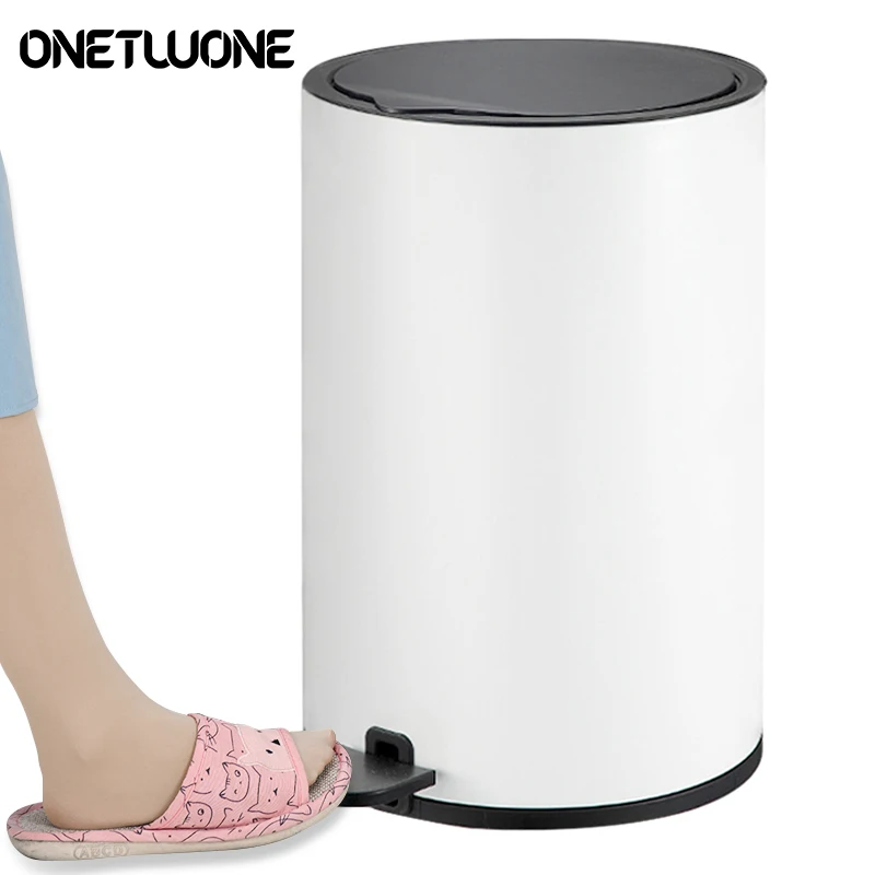 Мусорная корзина из нержавеющей стали Бытовая мусорная с крышкой|Мусорные баки| |