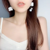 original design fashion white cloud plush ball stud earrings women asymmetric office lady ear drop earings jewelry girl trinket