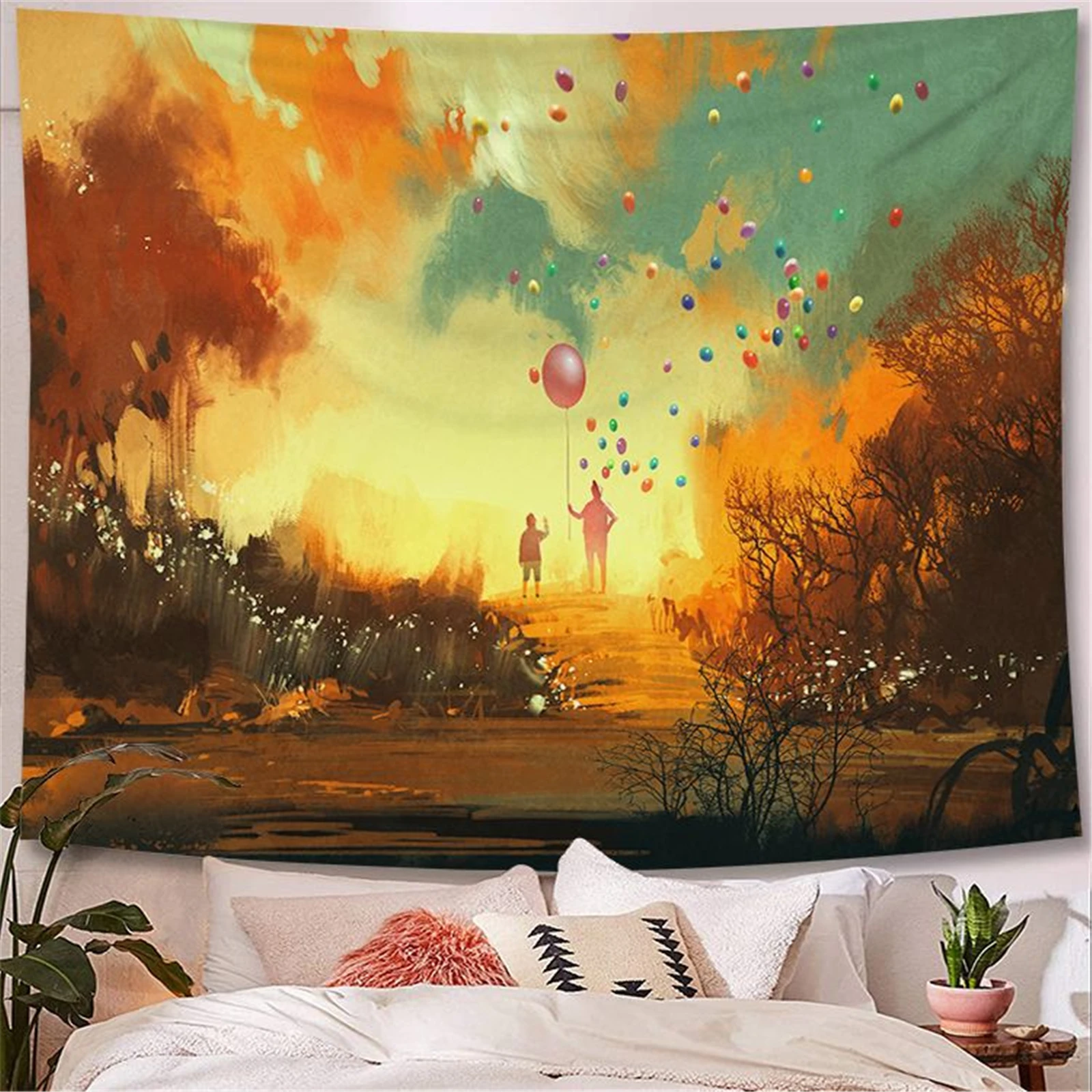

Wall Hanging Tapestry Sky Galaxy Pattern Tapestries Fairytale Trippy Colorful For Home Dorm Fantasy Decor Yoga Camp Mat 95X73cm