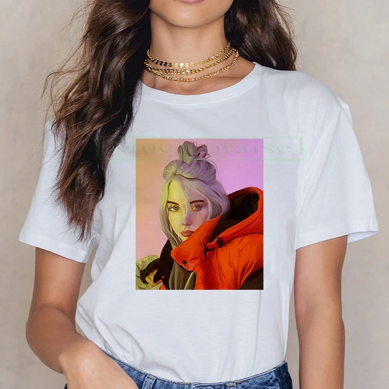 Женская футболка в стиле Харадзюку Billie Eilish модная хип-хоп 90s | Мужская одежда