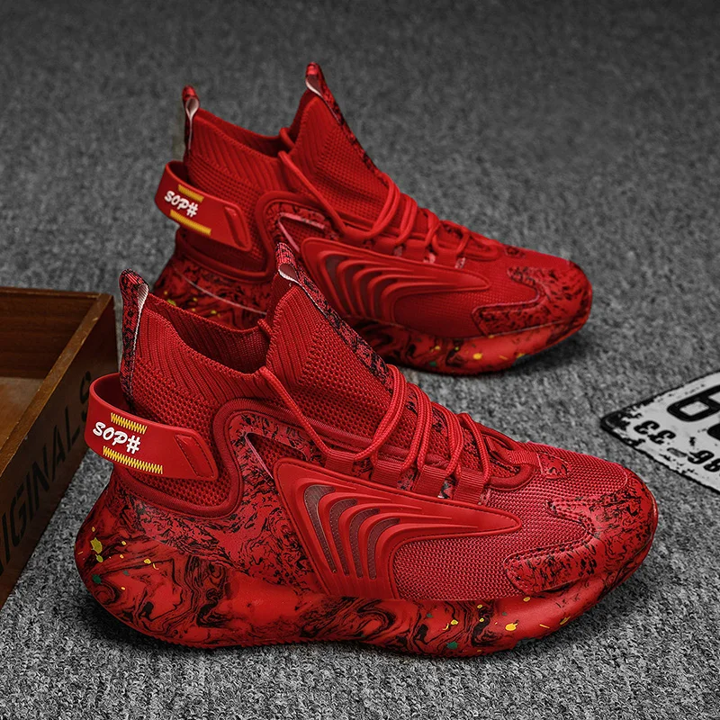 

Кроссовки мужские высокие, Повседневная Уличная модная обувь, высокие, унисекс, большие размеры