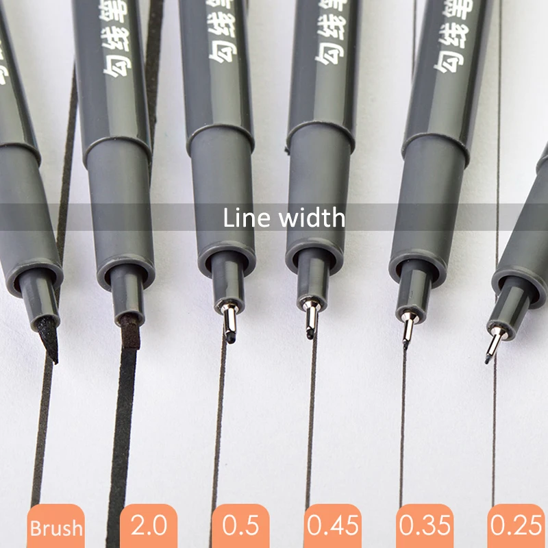 6 шт. Deli Fineliner Micron набор ручек 01 03 05 08 2 0 водостойкие черные чернила Эскиз маркер