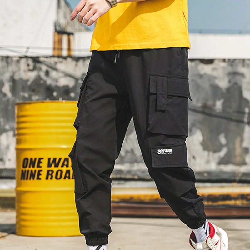 

Oversized Men Cargo Pants Streetwear Black Mens Jogging Sweatpants Elastic Waist Harem Pants Male Plus Size