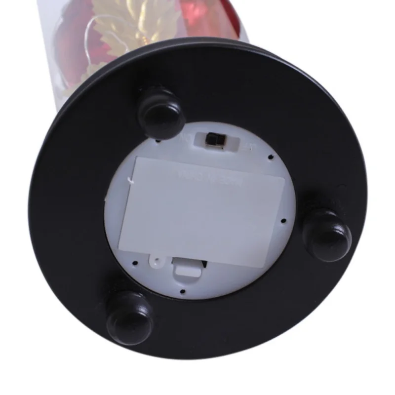 Красота золото Фольга украшен цветком розы и Стекло купол с светодиодный