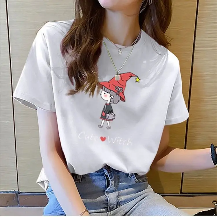 

[65-200kg] 100% cotton loose size women's short sleeve T-shirt summer new student Korean T-shirt