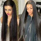 250 плотность прозрачные кружевные парики 30 40 дюймов с прямыми бесклеевой парик шнурка человеческих волос для чернокожих Для женщин бразильские передние парики