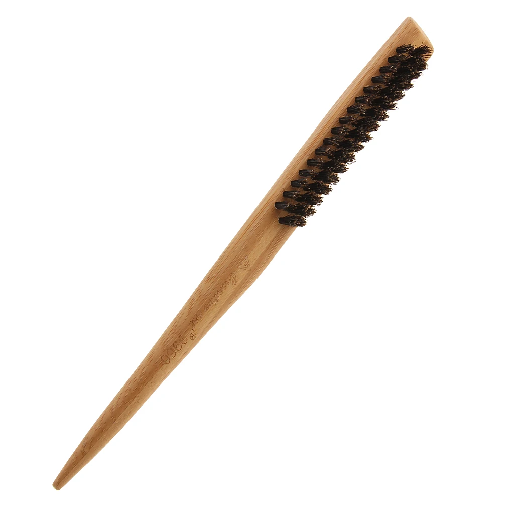 

MagiDeal Wood Handle Nylon Bristle 3 Rows Teasing Comb Brush Back Combing Brush Hairstyle Barber Tool 24cm