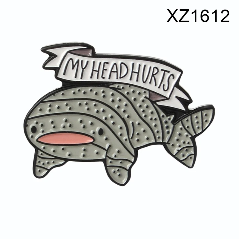 Милые серые Броши помогите мне очень усталости в виде пасти акулы-образный с