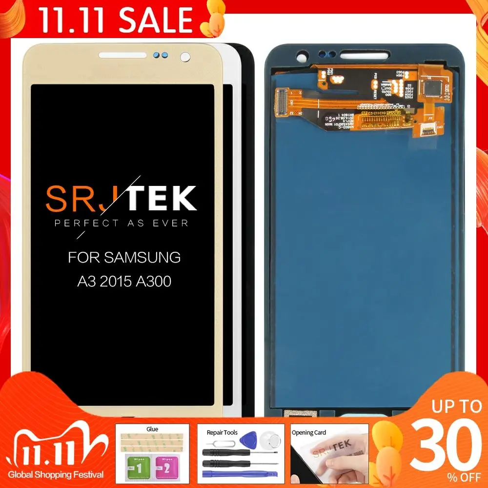 ЖК-дисплей 4 5 дюйма с регулировкой яркости для Samsung Galaxy A3 2015 A300 A3000 A300F A300M дисплей