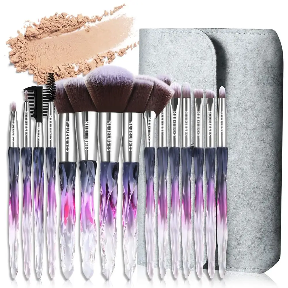 Modelones 15 шт. кисти для макияжа инструменты косметические наборы пудра тени век