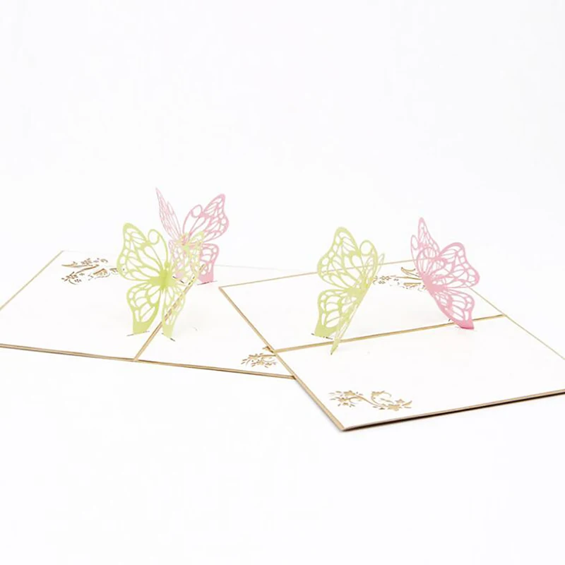 3D всплывающие пригласительные карты бабочки бумажные поздравительные открытки