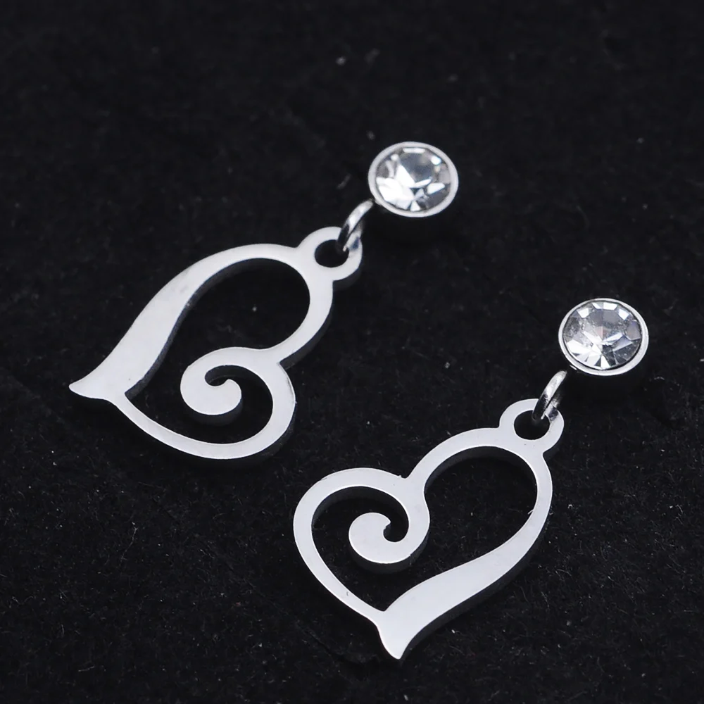 Высокое качество 100% нержавеющая сталь Сердце Шарм серьги для женщин подарок