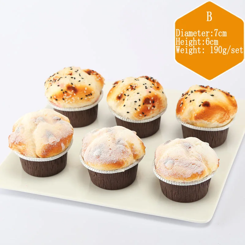 

6pcs Simulation Cupcakes Resin PU Artificial Cake Fake Mixed Cupcake Model Kitchen Toy Photography Props Home Cake Shop Decor