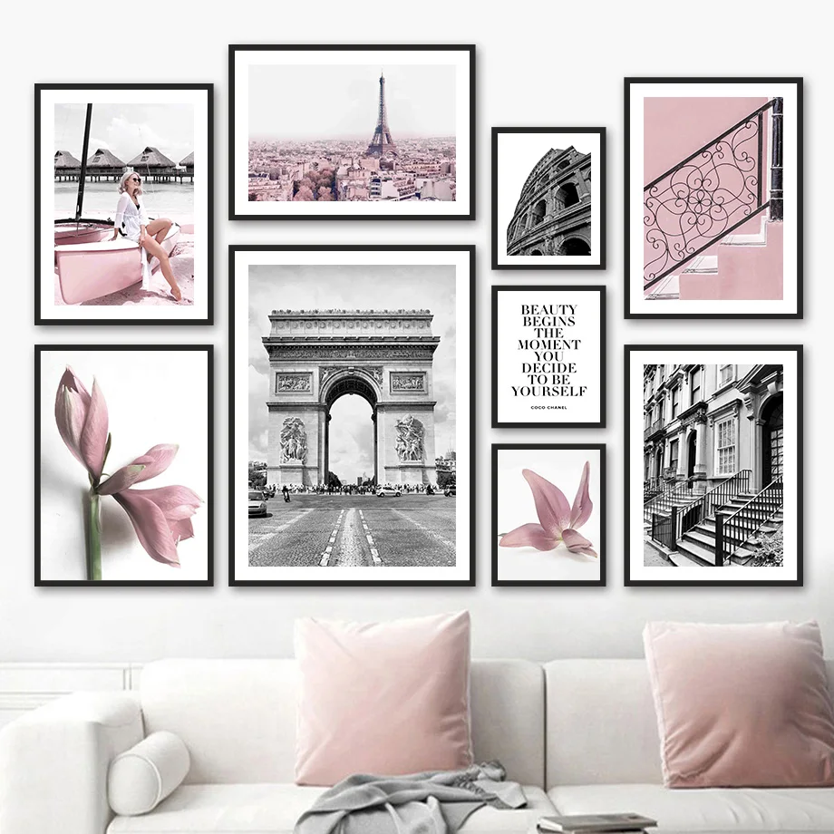 

Yriumphal Arch Colosseum Sea Flower Girl Wall Art Canvas Painting Nordic Posters And Prints Wall Pictures For Living Room Decor