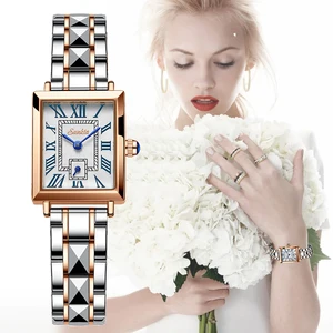 2021 LIGE Brand SUNKTA Women Watches Fashion Square Ladies Quartz Watch Bracelet Set Dial Simple Ros