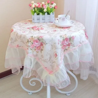 

European-style Small Round Table Tablecloth Fabric Pastoral Embroidery Round Dust Cover Cover Cloth Tablecloth Cover Cloth
