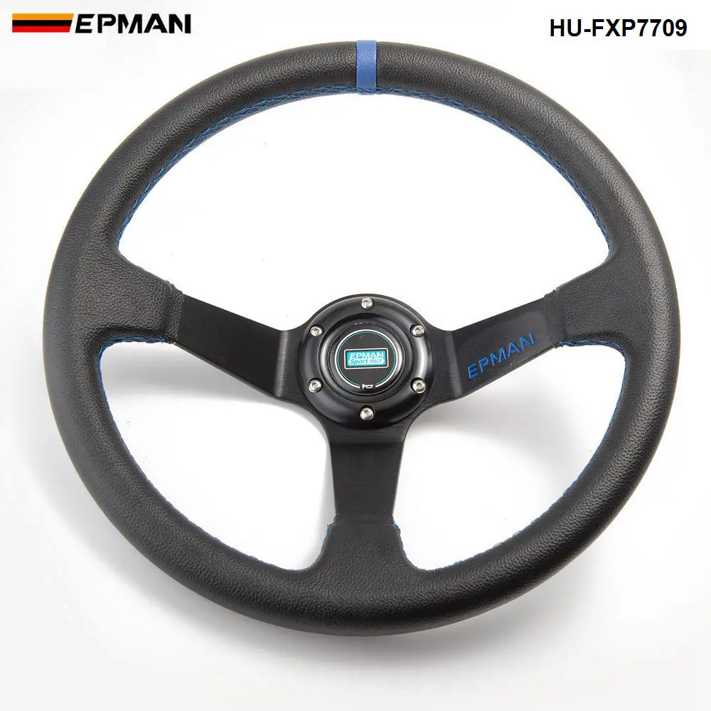 Универсальные 350 мм черные ПВХ кожаные желтые глубокие рулевые колеса с