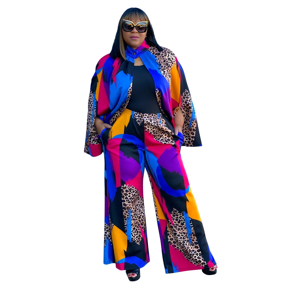 

Chiclover комплекты из 2 предметов, оптовая продажа, пальто с длинным рукавом и брюки с принтом, Женский костюм для отдыха, свободный наряд, Пряма...